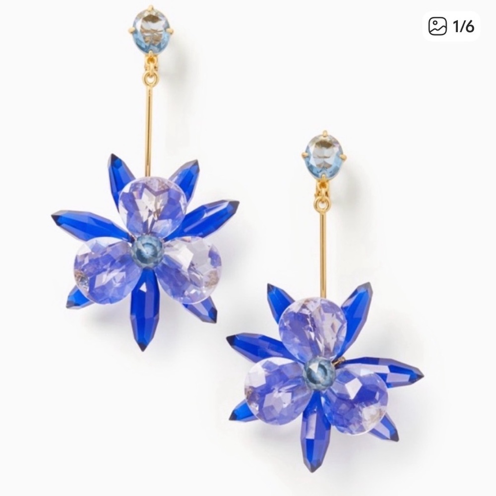 Blue and Clear Flower Earrings